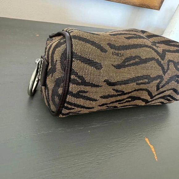 EUC  Fendi Zebra Animal Print Brown Fabric Bag Pouch Cosmetic Toiletry - Picture 8 of 11